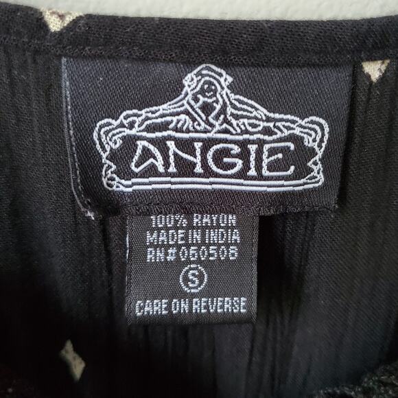 Angie Black Ivory Boho Off Shoulder Top S Fairy Hippie Gypsy Whimsy Renfair - Picture 5 of 9